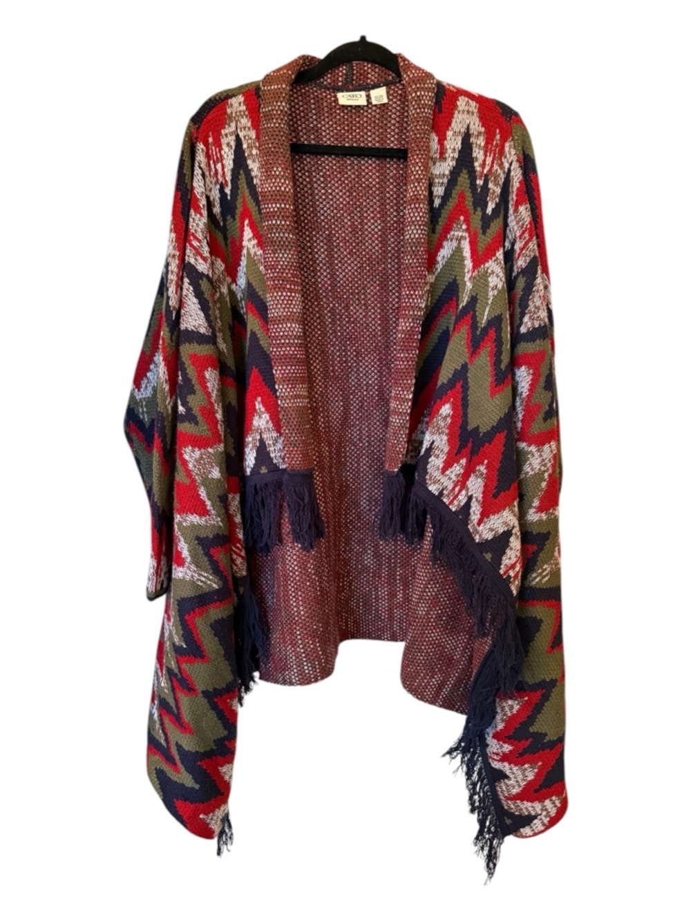 Cato Woman Southwestern Fringe Cardigan Shawl Sweater Size 22/24